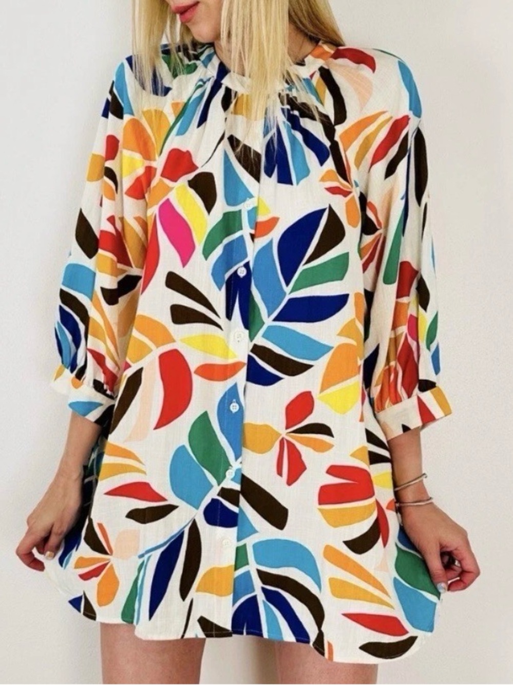 Tabitha Brown for Target Botanical Print Cover Up Shirtdress Palm Leaf Medium